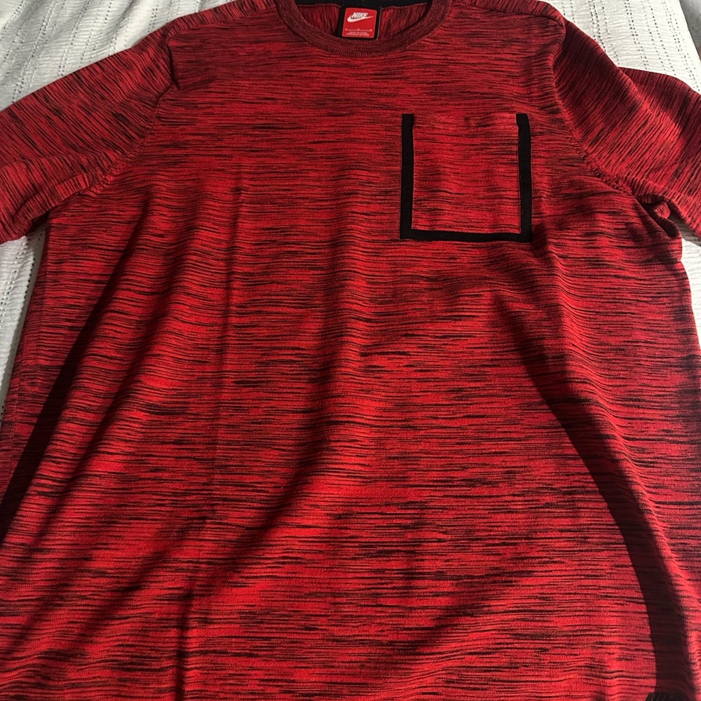 Nike Knit Men’s Red Space-Dye Short Sleeve Pocket Shirt